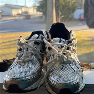 New Balance White and Black Running Shoes